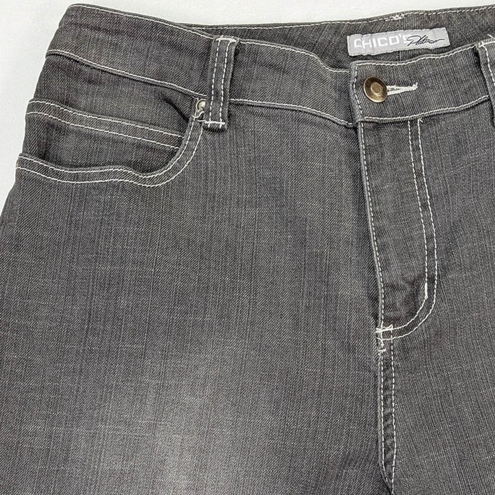 Chico's Platinum Jeans Womens 8‎ Charcoal Indie Sleaze Y2K Alternative Grunge - Picture 3 of 11